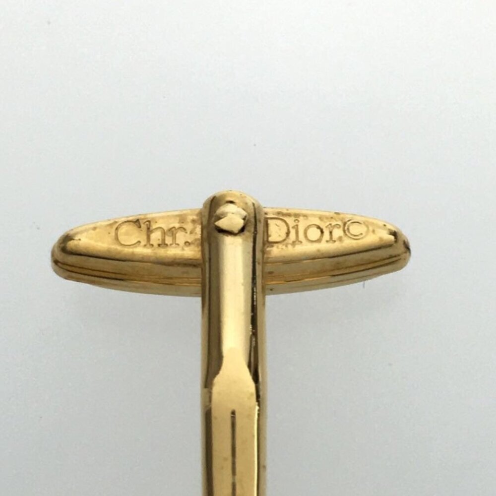 vintage Christian Dior two-tone gold-tone and silver-tone logo cufflinks - Picture 3 of 4